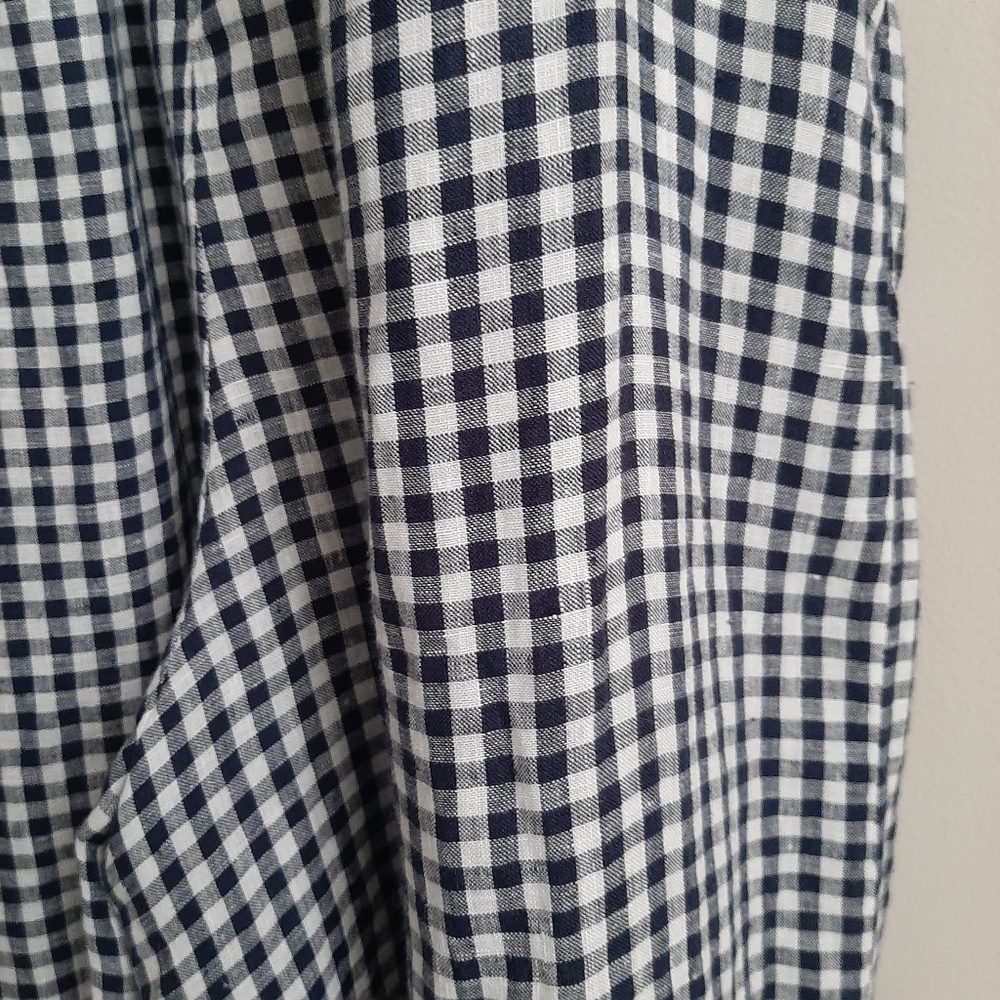 J. Crew Gingham Linen Jumpsuit Navy And White Size 10 - Picture 6 of 15